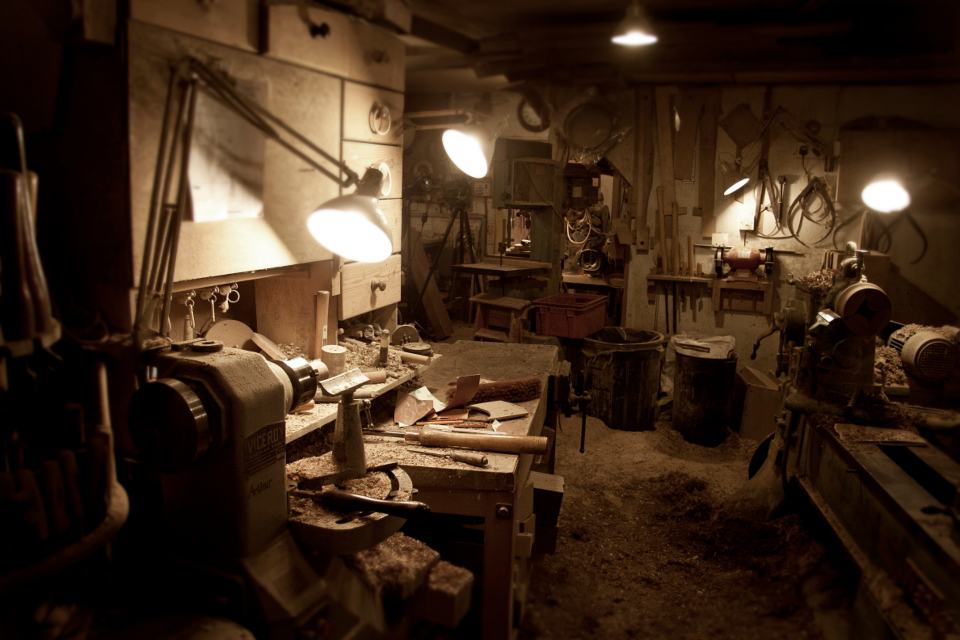Tools on a workshop bench